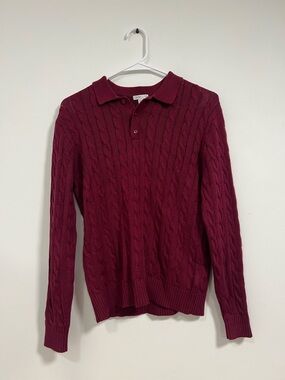 Crewcuts Ribbed Knit Polo Sweater in Burgundy